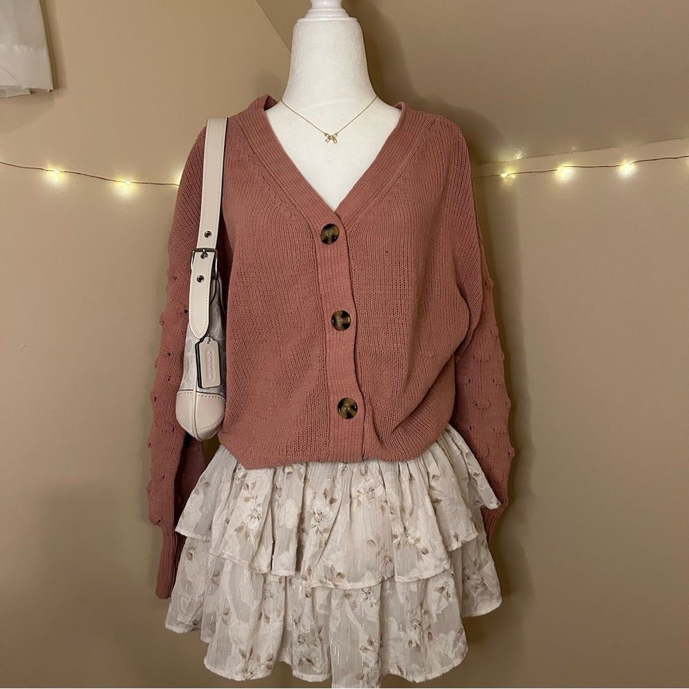 Moon & Madison Dusty Pink Button Cardigan Size M